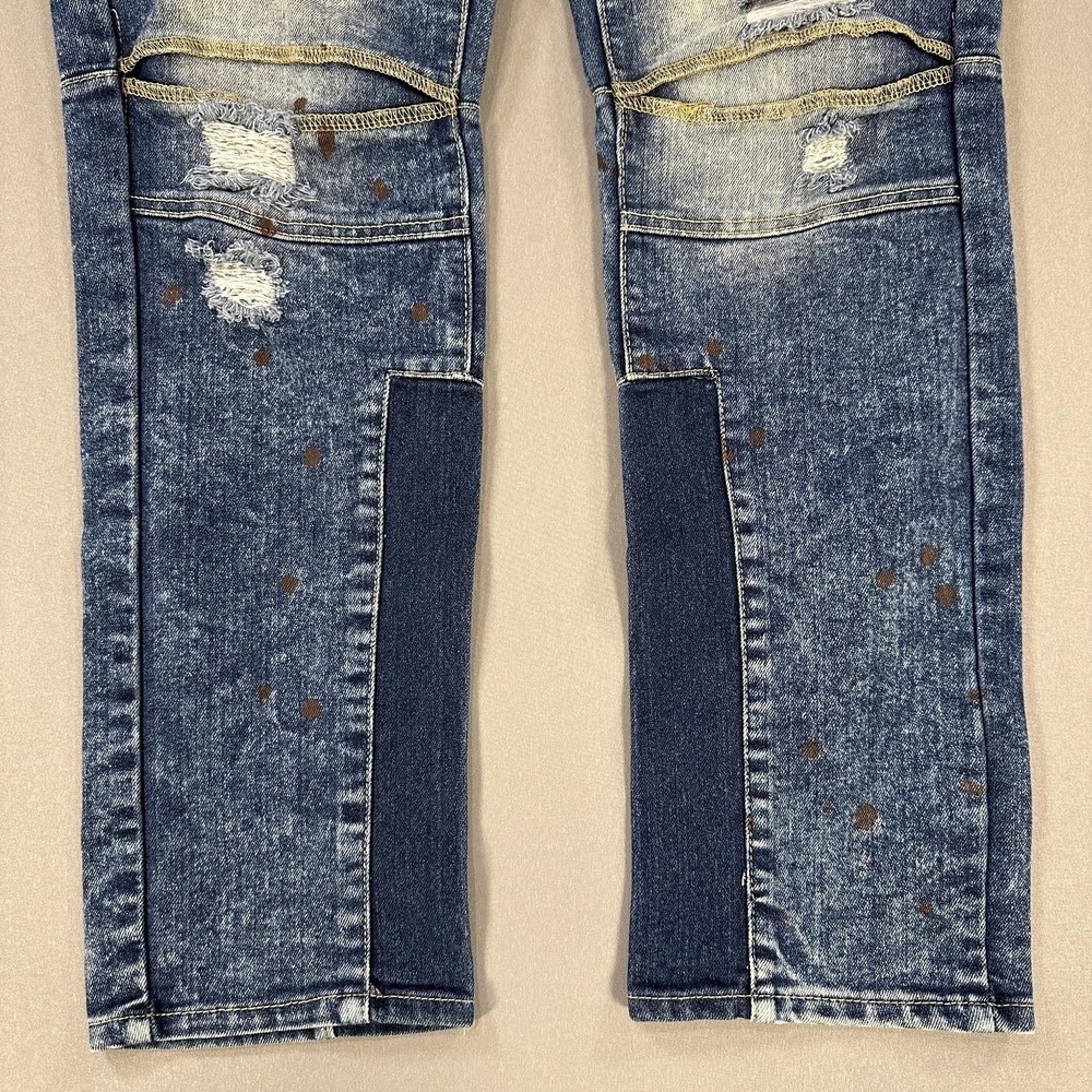 Southpole Jeans Mens 32x32 Medium Wash Blue Skinny Slim Distressed Ripped Knees - Picture 2 of 10